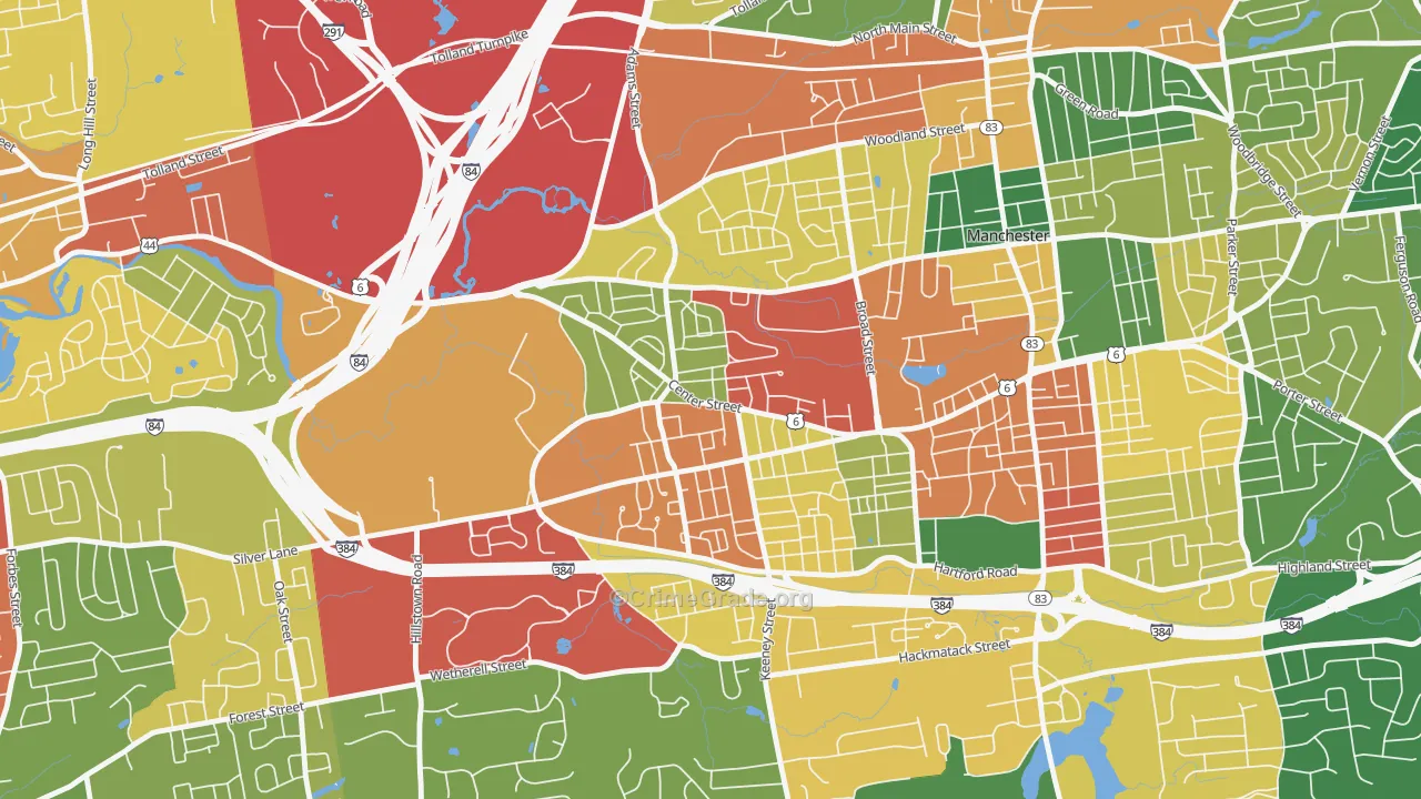 Verplanck, Manchester, CT Map of Theft Rates