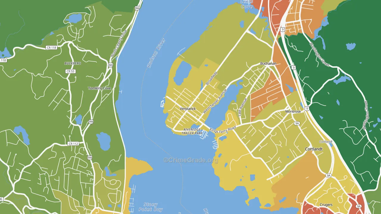 Verplanck, NY Map of Theft Rates