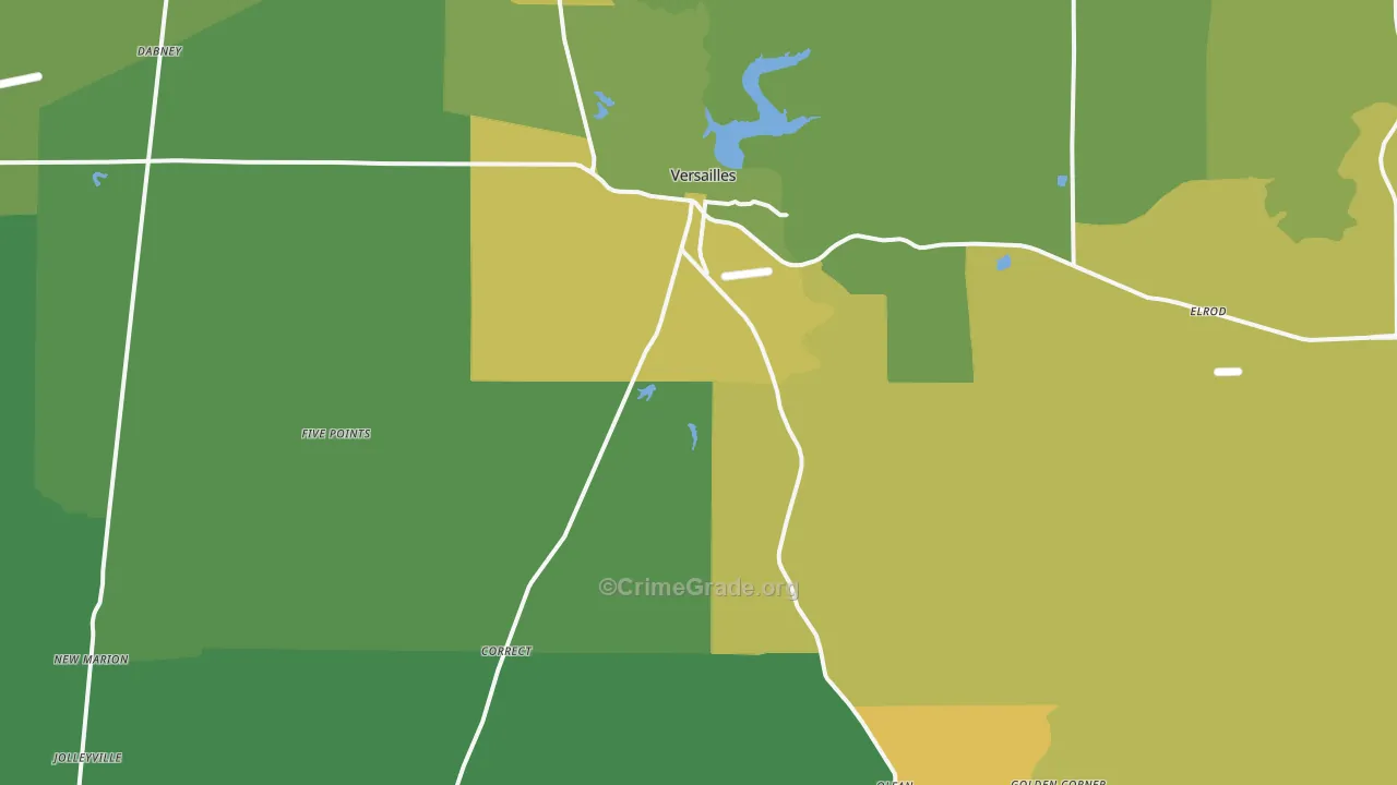 Versailles, IN Map of Theft Rates