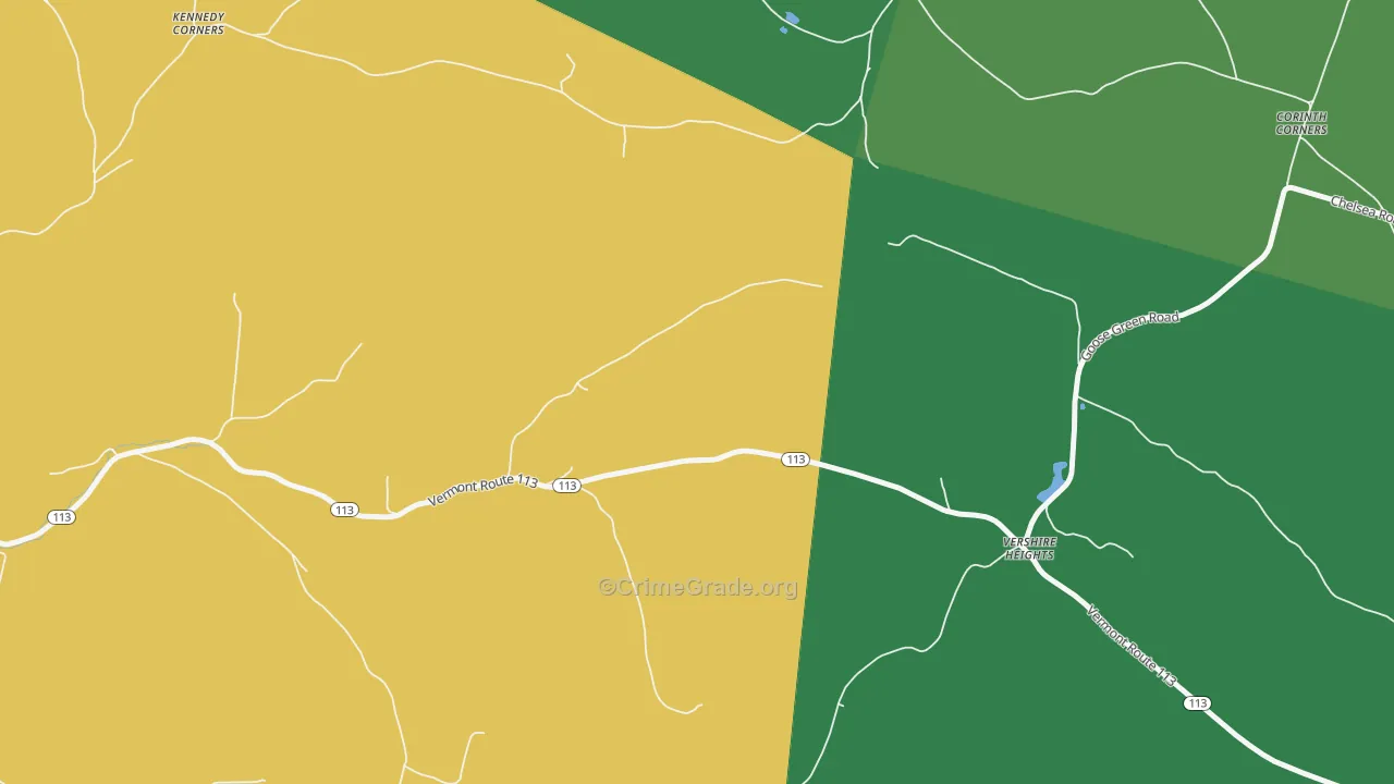 Vershire Heights, VT Map of Theft Rates