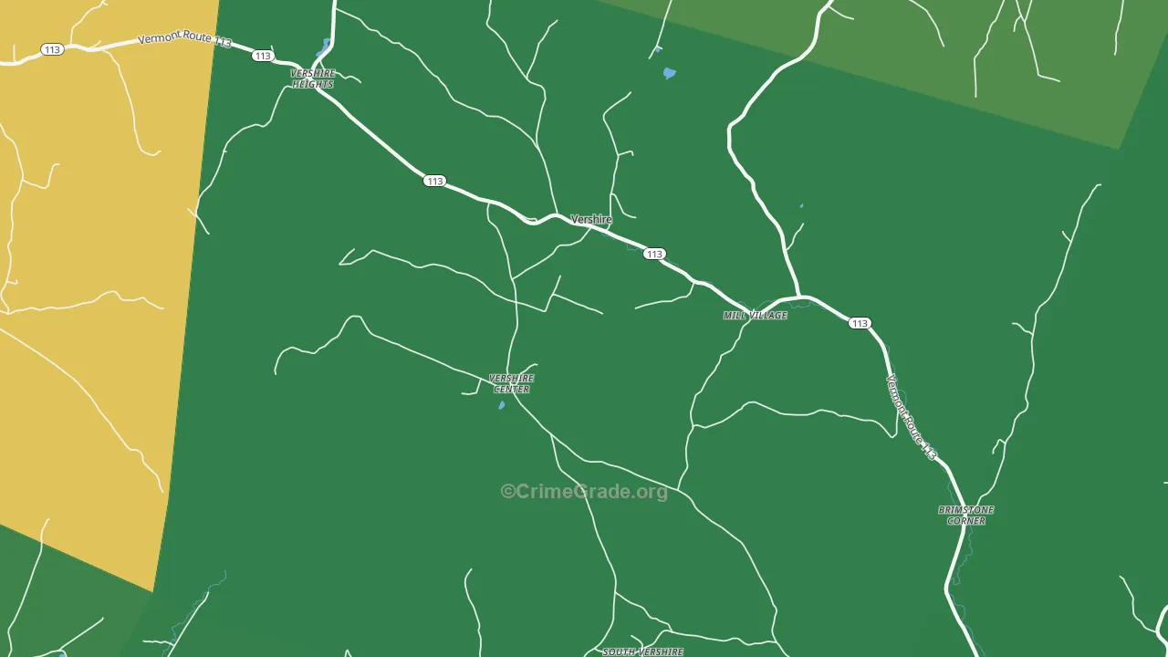 Vershire, VT Map of Theft Rates