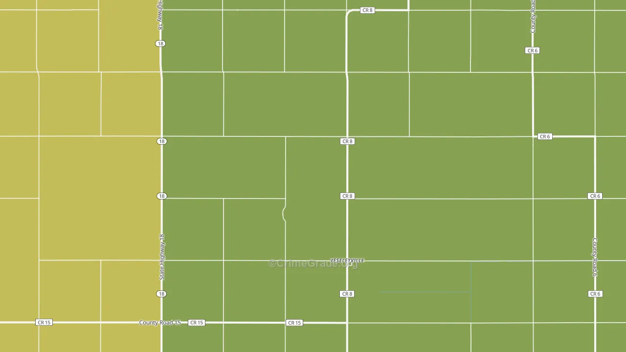 Veseleyville, ND Map of Theft Rates