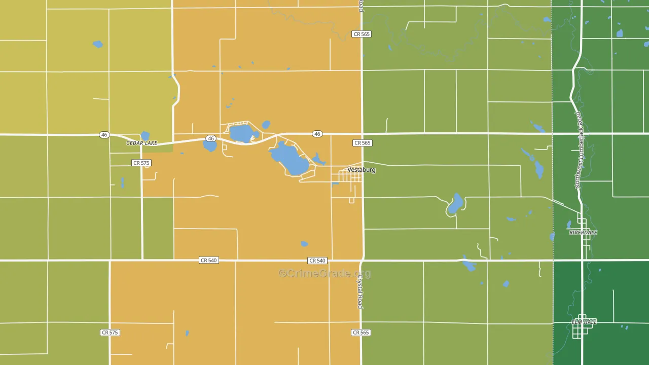 Vestaburg, MI Map of Theft Rates
