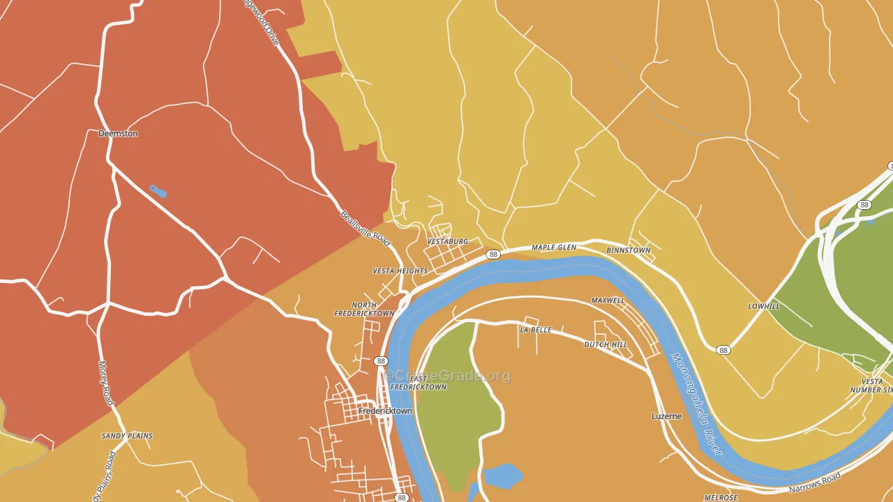 Vestaburg, PA Map of Theft Rates