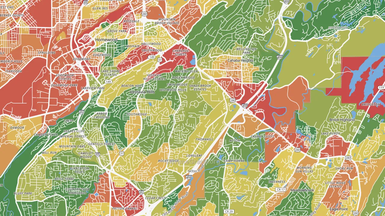 Vestavia Hills, AL Map of Theft Rates