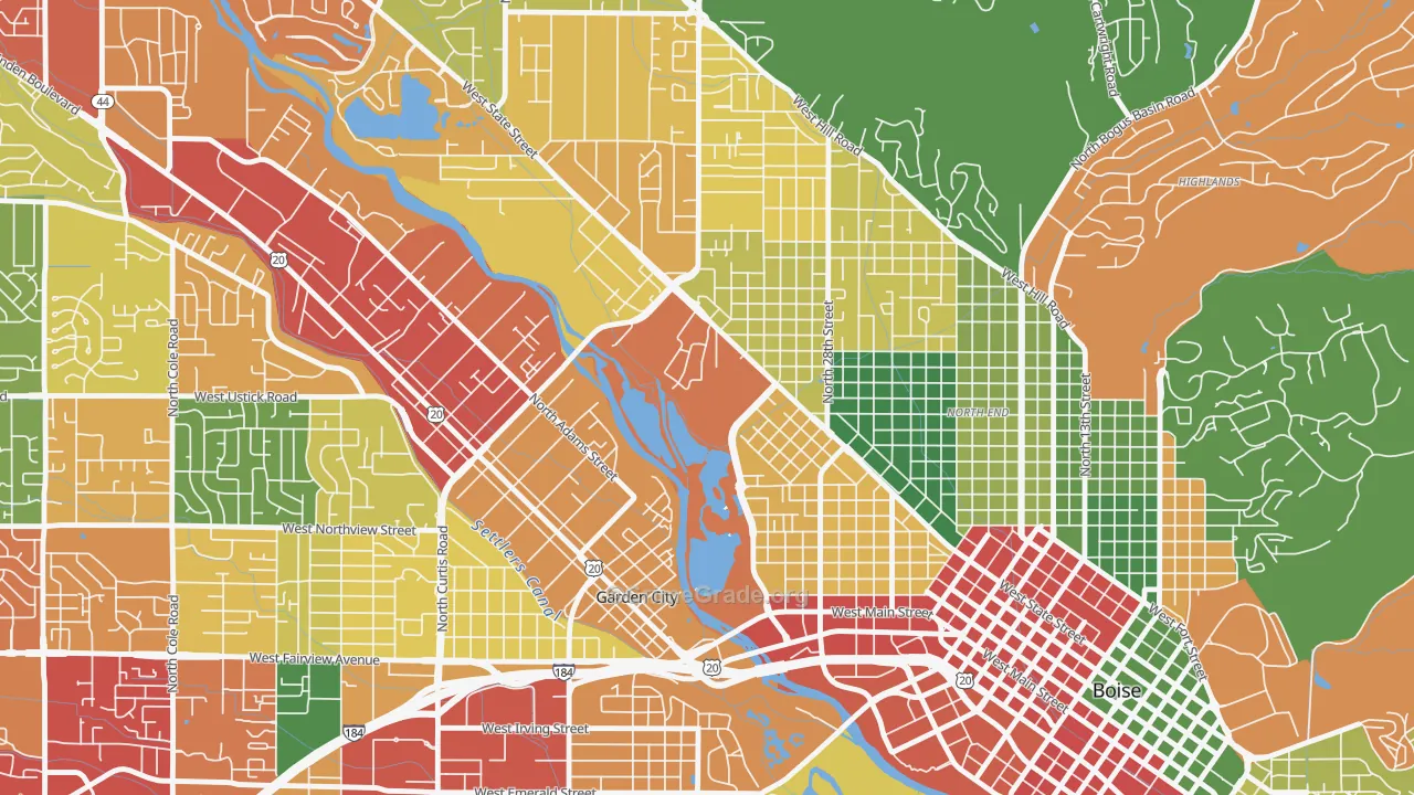 Veterans Park, Boise, ID Map of Theft Rates