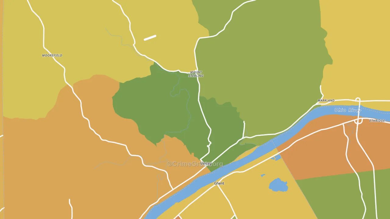 Vevay, IN Map of Theft Rates