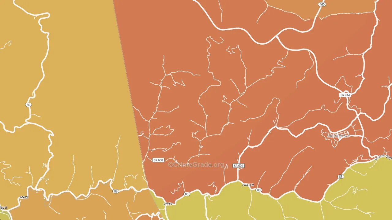 Vicey, VA Map of Theft Rates
