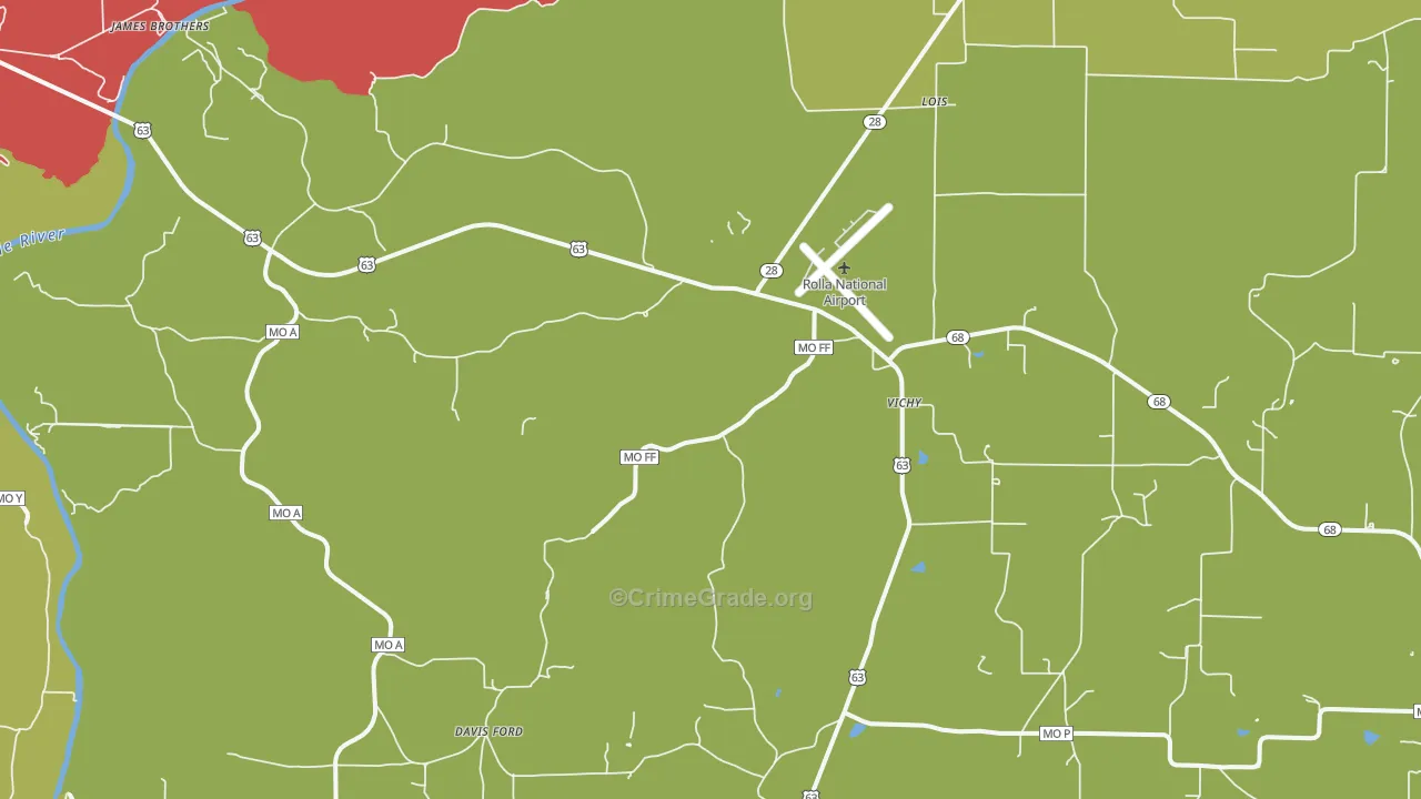 Vichy, MO Map of Theft Rates