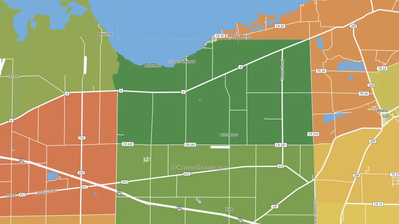 Vickery, OH Map of Theft Rates