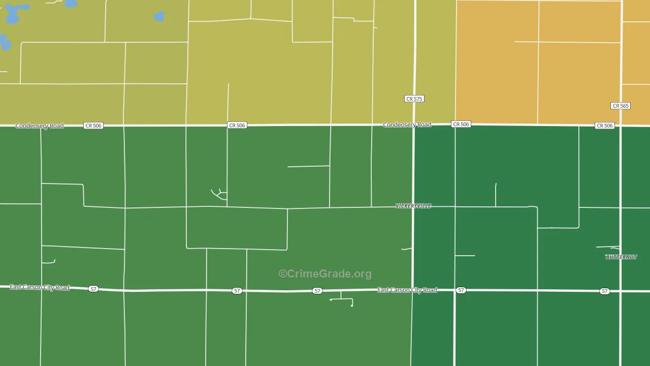 Vickeryville, MI Map of Theft Rates