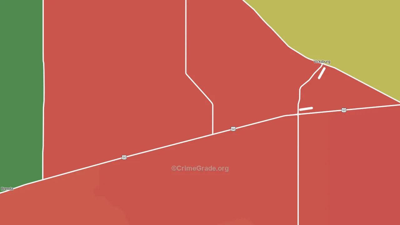 Vicksburg, AZ Map of Theft Rates