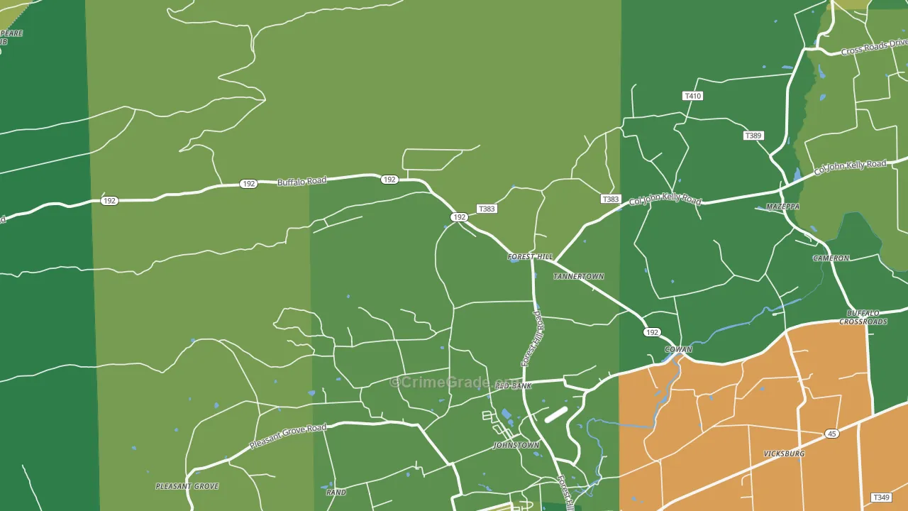 Vicksburg, PA Map of Theft Rates