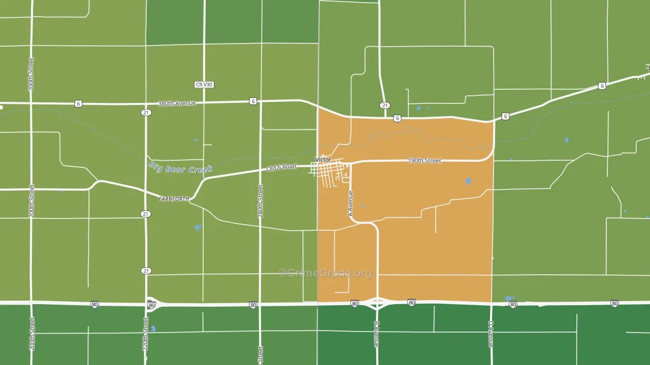 Victor, IA Map of Theft Rates