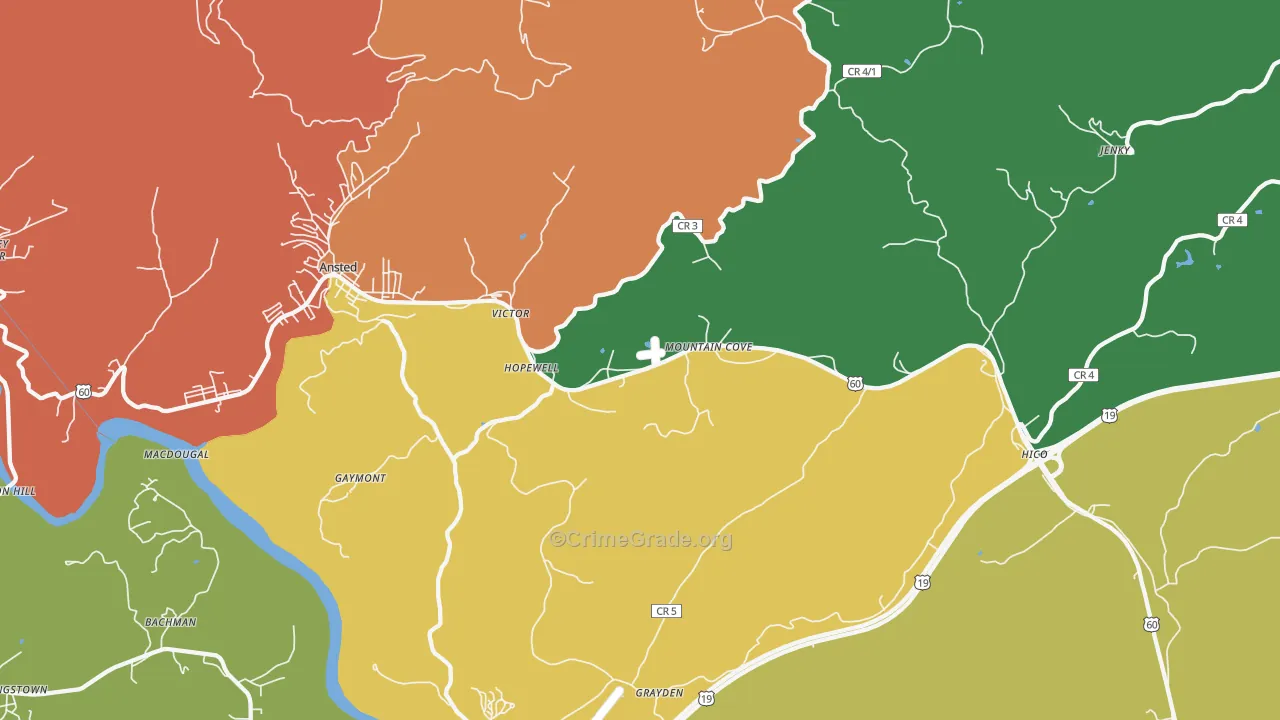 Victor, WV Map of Theft Rates