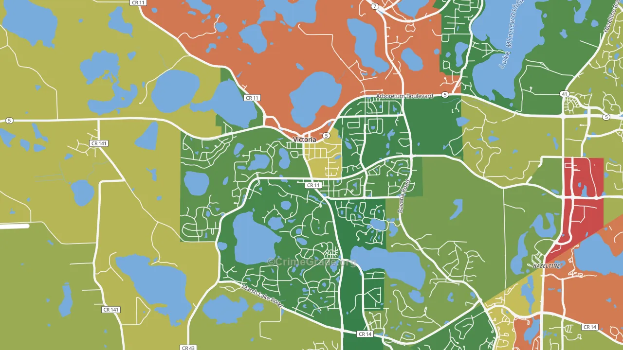 Victoria, MN Map of Theft Rates