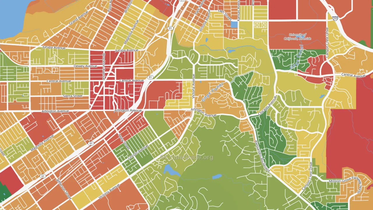 Victoria, Riverside, CA Map of Theft Rates