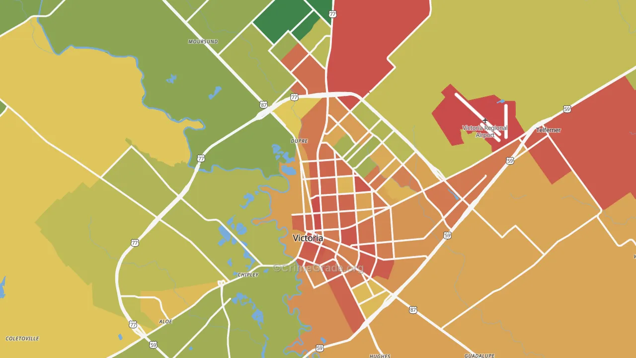 Victoria, TX Map of Theft Rates