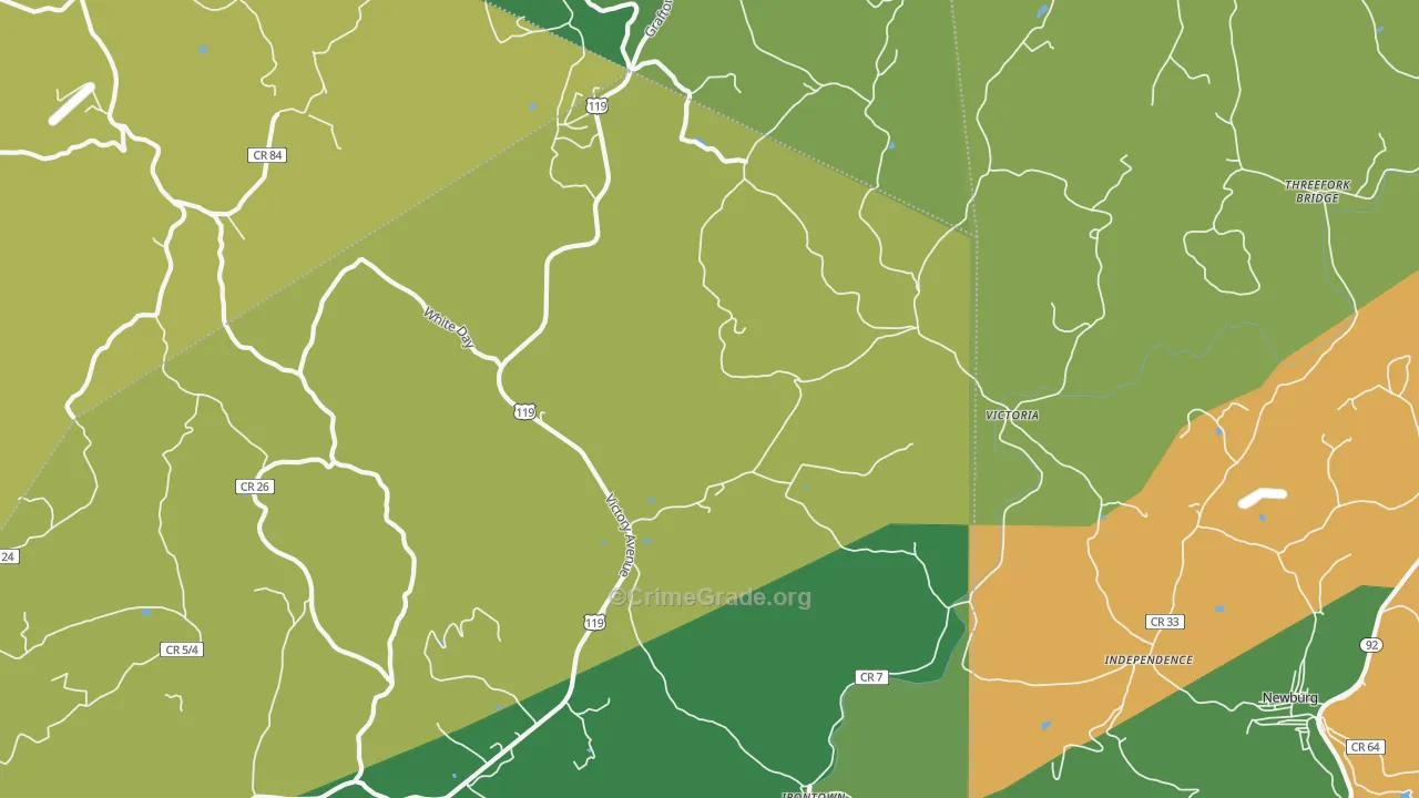 Victoria, WV Map of Theft Rates