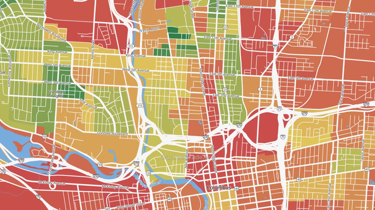 Victorian Village, Columbus, OH Map of Theft Rates