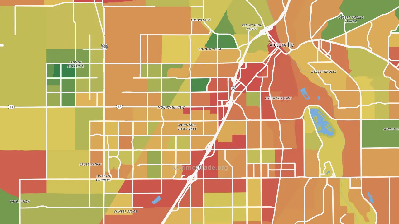 Victorville, CA Map of Theft Rates