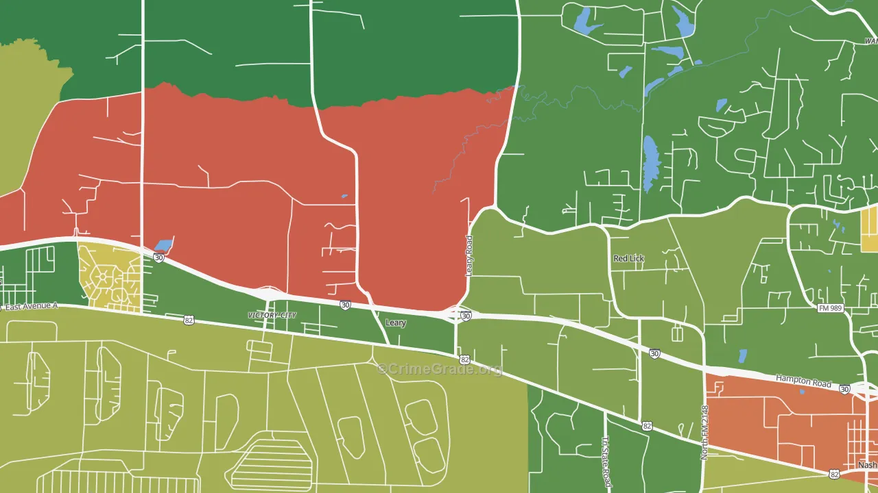 Victory City, TX Map of Theft Rates