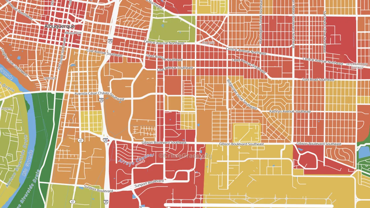Victory Hills, Albuquerque, NM Map of Theft Rates