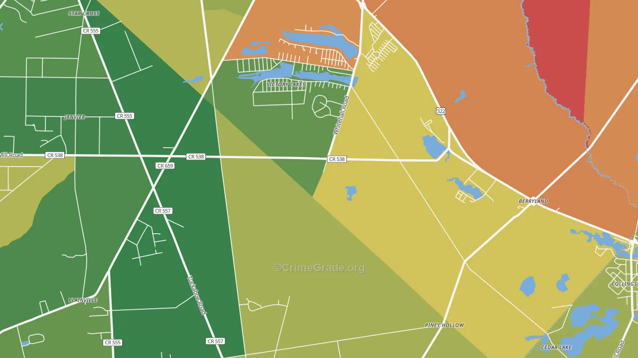 Victory Lakes, NJ Map of Theft Rates