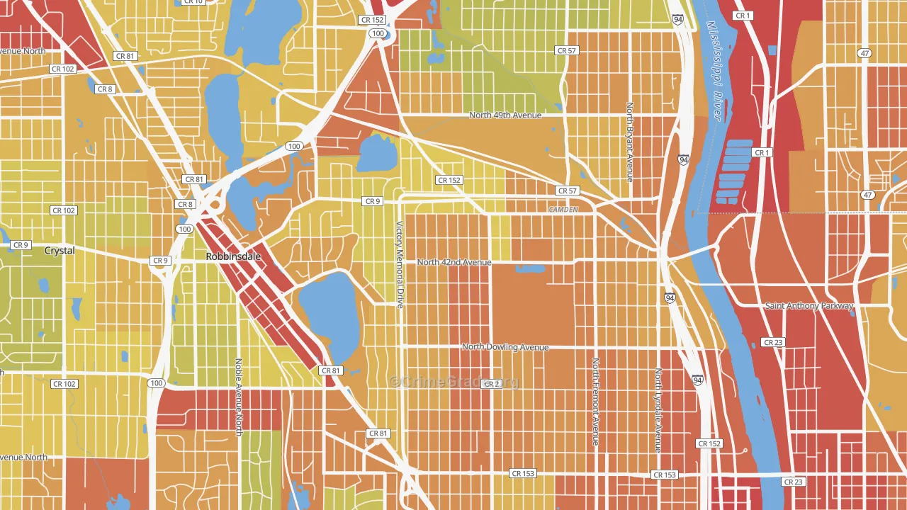 Victory, Minneapolis, MN Map of Theft Rates