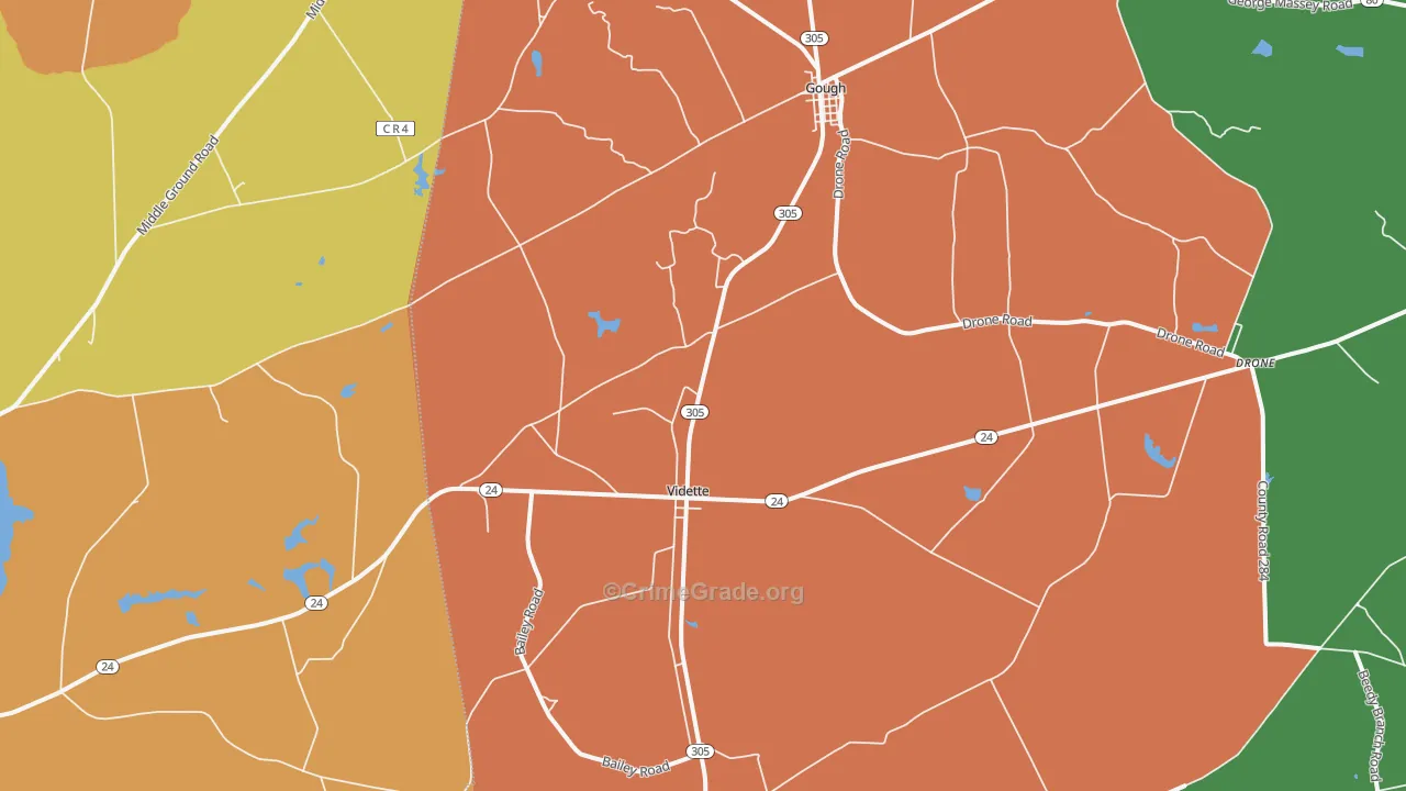 Vidette, GA Map of Theft Rates