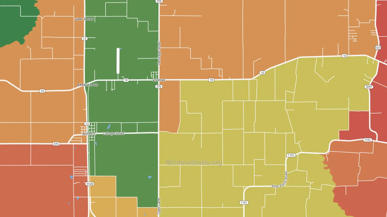 Vidrine, LA Map of Theft Rates