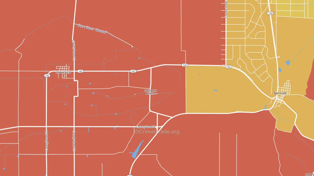 Viejo San Acacio, CO Map of Theft Rates