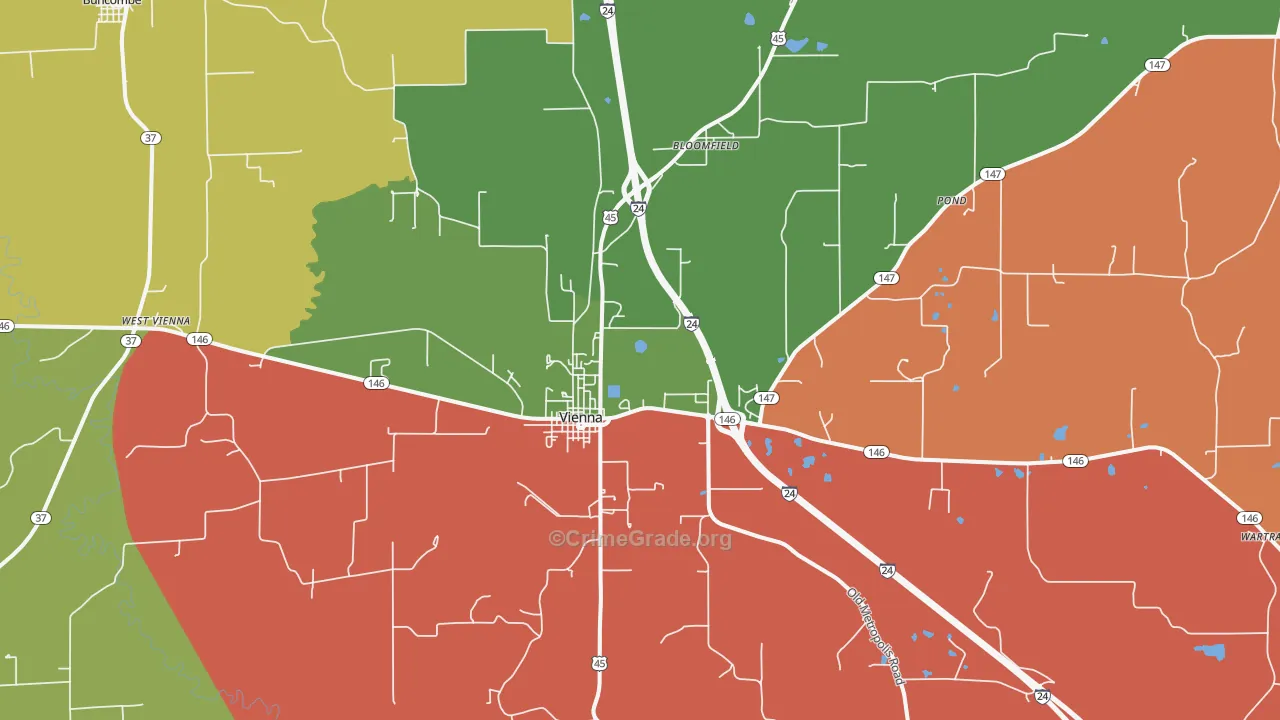 Vienna, IL Map of Theft Rates
