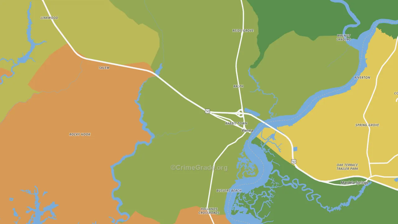 Vienna, MD Map of Theft Rates