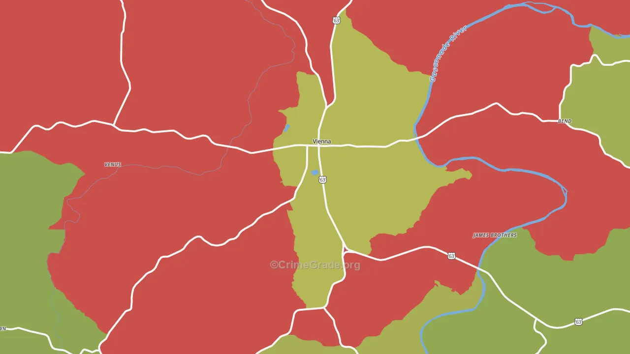 Vienna, MO Map of Theft Rates