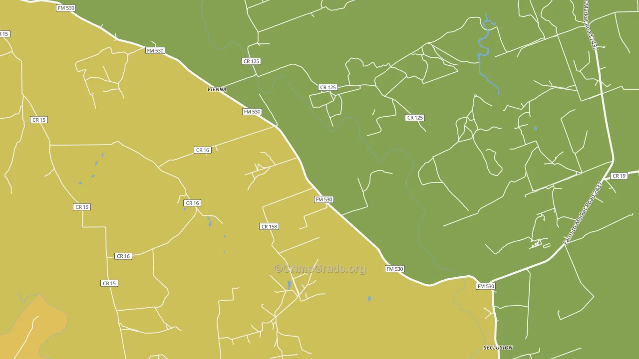 Vienna, TX Map of Theft Rates