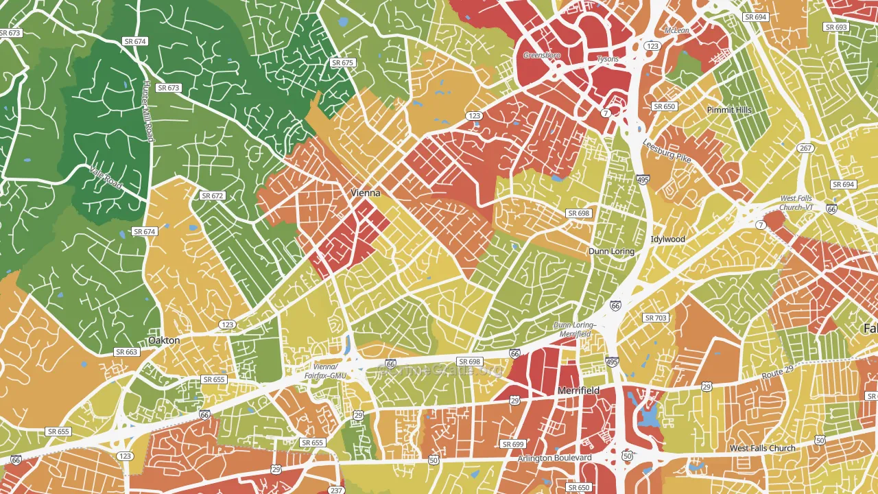 Vienna, VA Map of Theft Rates