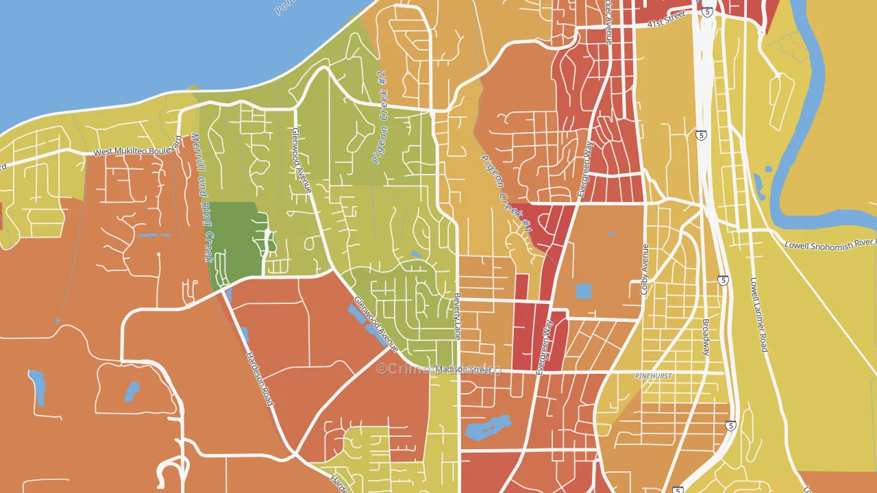 View Ridge-Madison, Everett, WA Map of Theft Rates