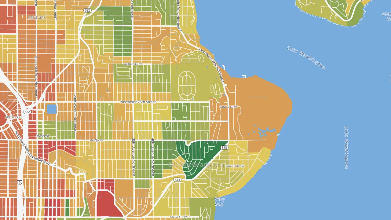 View Ridge, Seattle, WA Map of Theft Rates