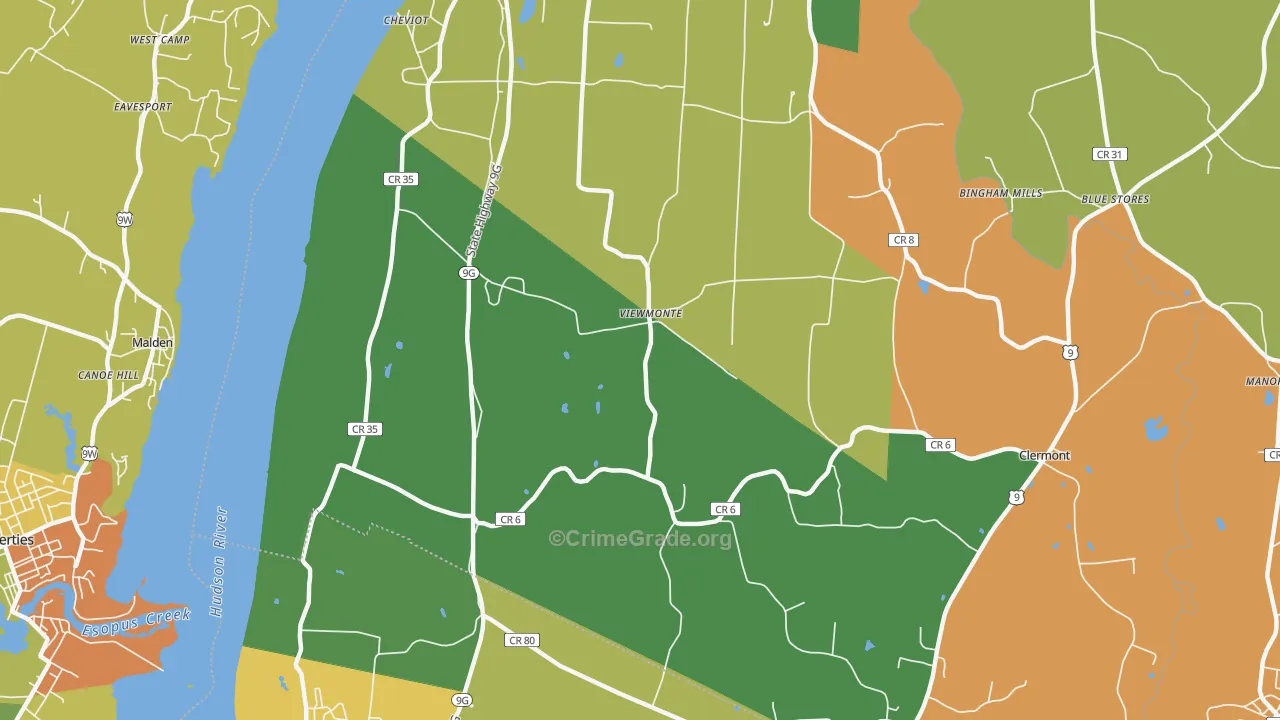 Viewmonte, NY Map of Theft Rates