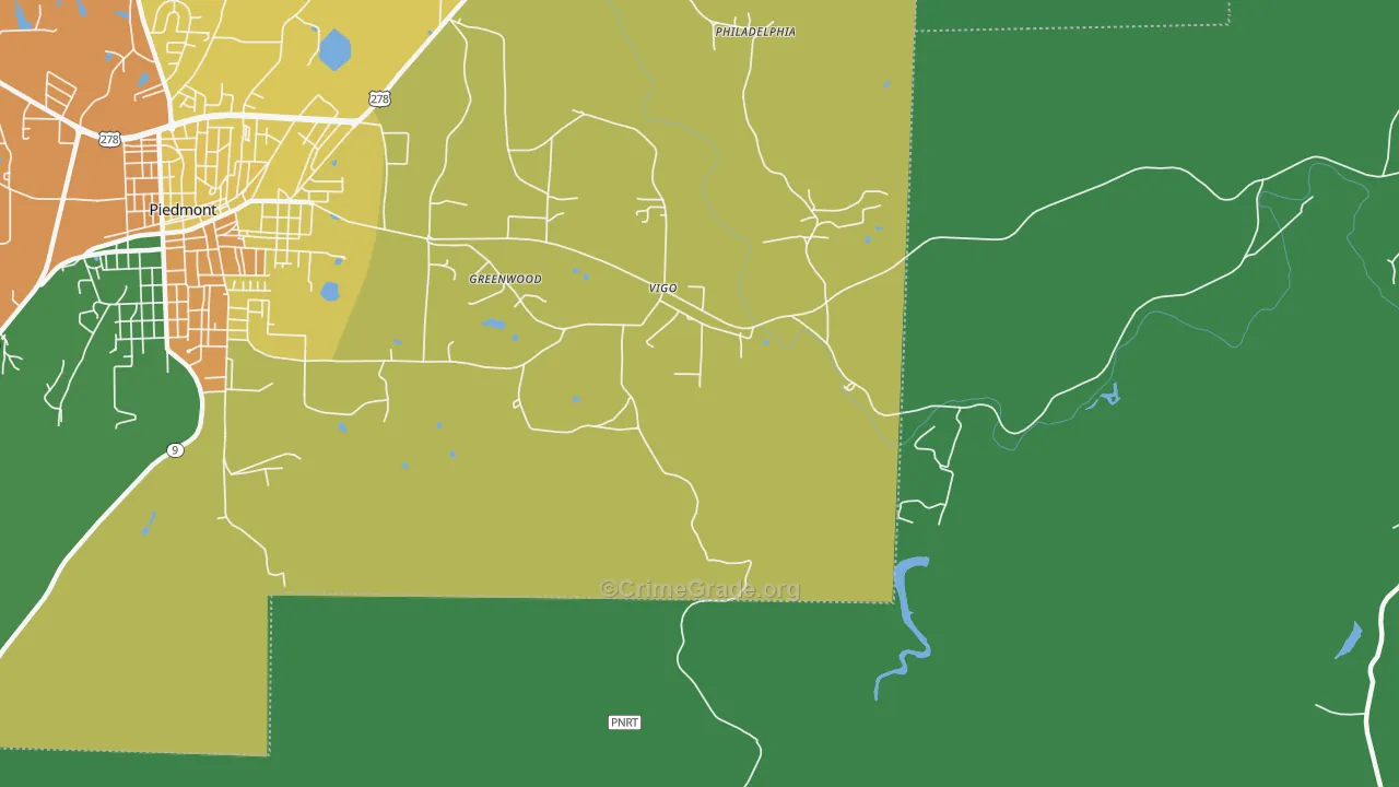 Vigo, AL Map of Theft Rates
