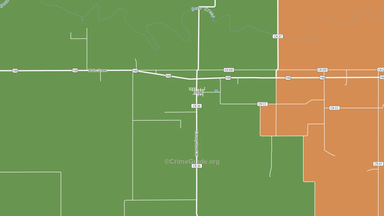 Vilas, CO Map of Theft Rates