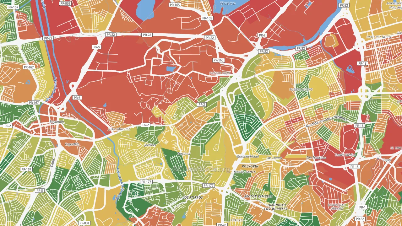 Villa Caparra, Guaynabo, PR Map of Theft Rates