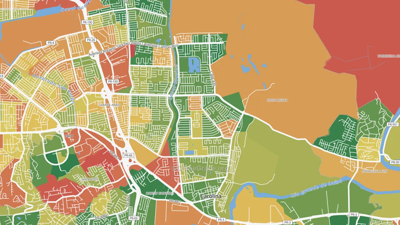 Villa Carolina, Carolina, PR Map of Theft Rates
