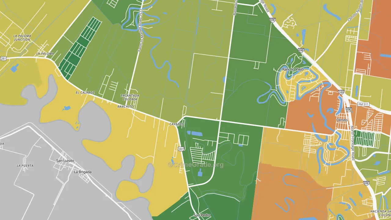 Villa Cavazos, TX Map of Theft Rates
