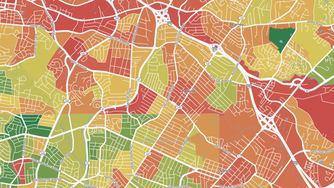 Villa Cresta, Parkville, MD Map of Theft Rates