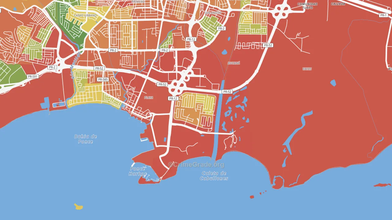 Villa del Carmen, Ponce, PR Map of Theft Rates