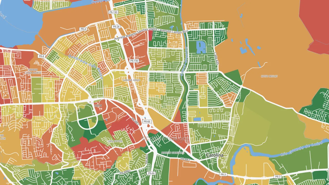 Villa Fontana, Carolina, PR Map of Theft Rates