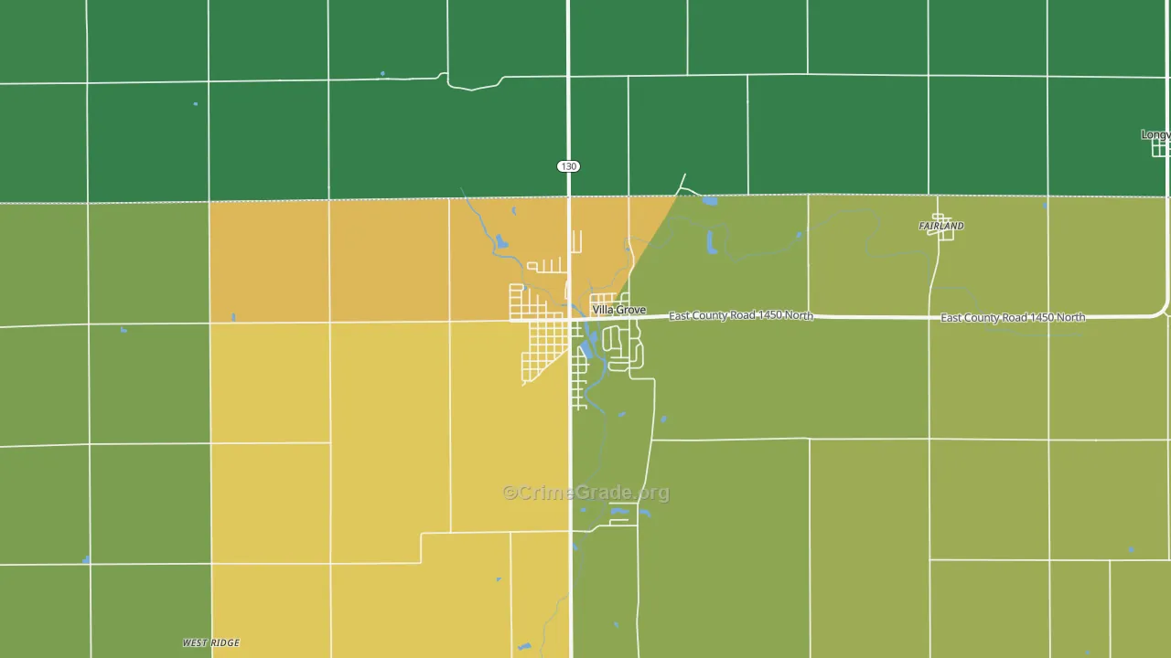 Villa Grove, IL Map of Theft Rates