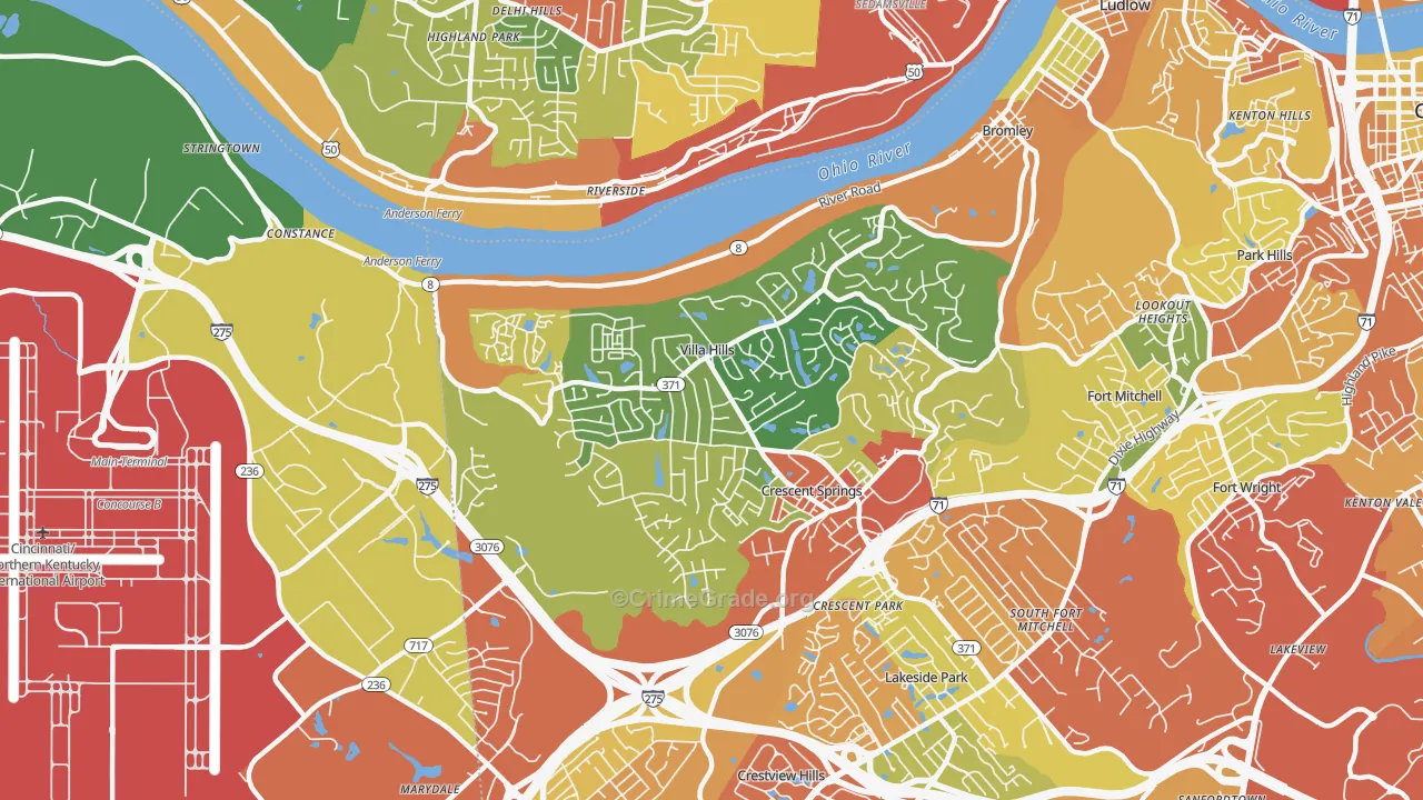 Villa Hills, KY Map of Theft Rates